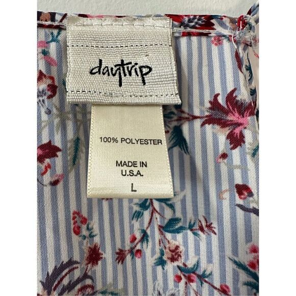 Daytrip women’s blue white floral print spaghetti strap top size Large #32-1169 - Picture 2 of 6